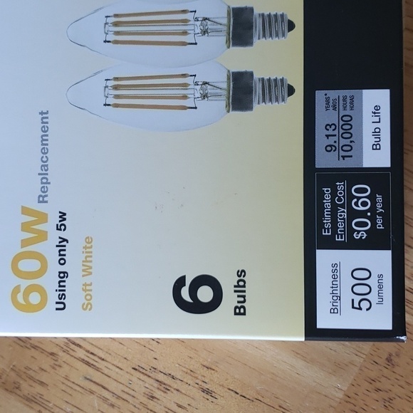 LED Lightbulbs Set of 6 Replacement Bulbs Candelabra Light Bulbs 60 watt - Picture 9 of 9